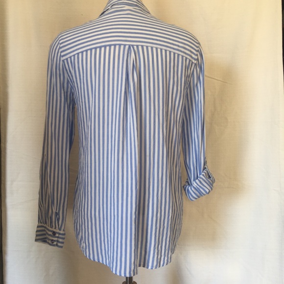 Sweet Wanderer - Long sleeve button up blue/white striped 100% rayon - L - Picture 2 of 4